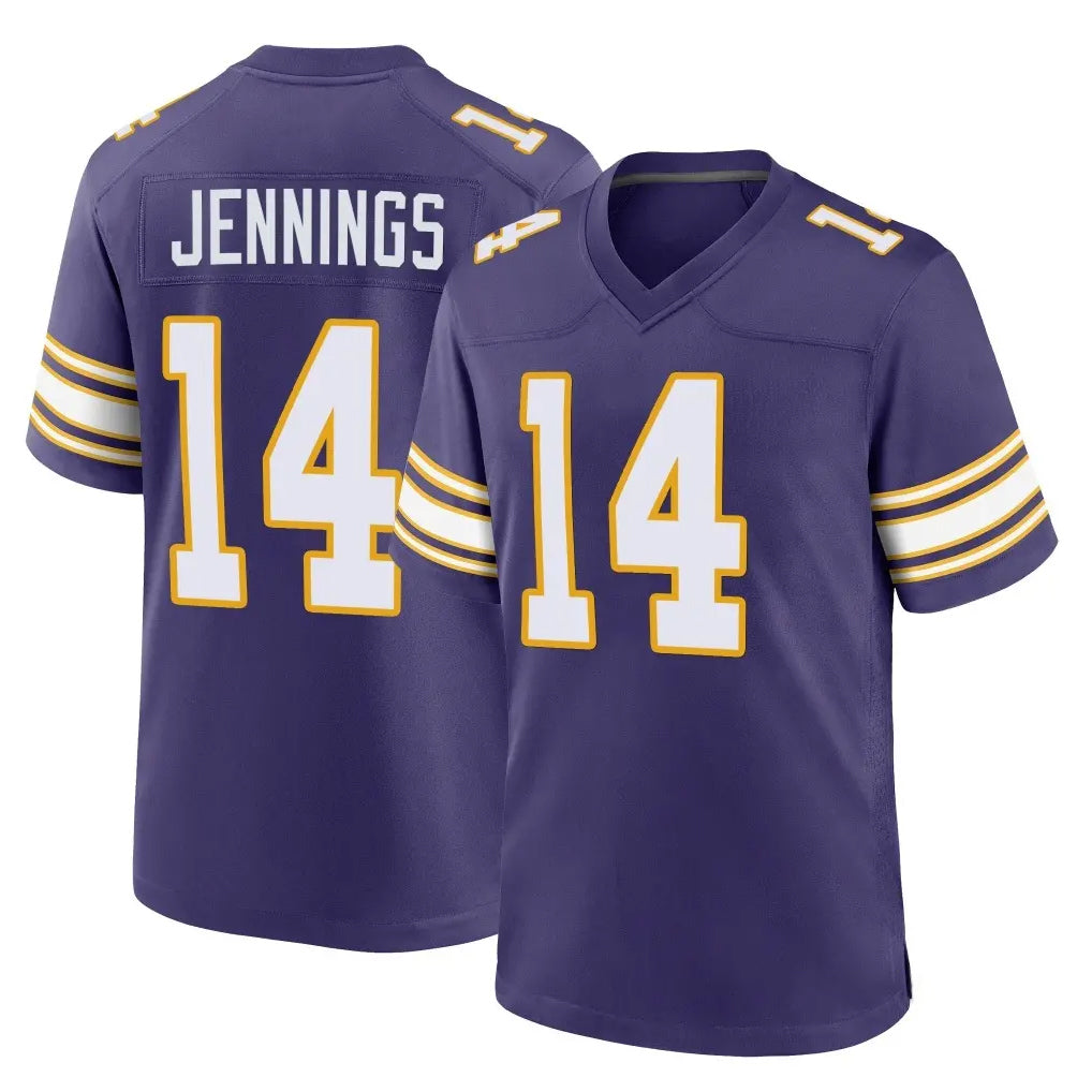 Elroe MN.Vikings #14 Jauan Jennings Player Purple Classic Home Game Stitched Jerseys
