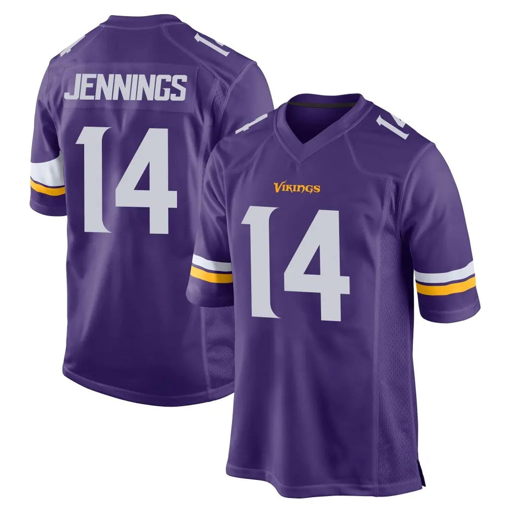 Elroe MN.Vikings #14 Jauan Jennings Player Purple Home Game Stitched Jerseys