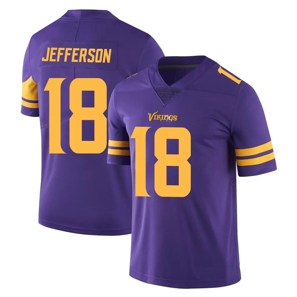 Elroe MN.Vikings #18 Justin Jefferson Player Purple Limited Color Rush Home Game Stitched Jerseys