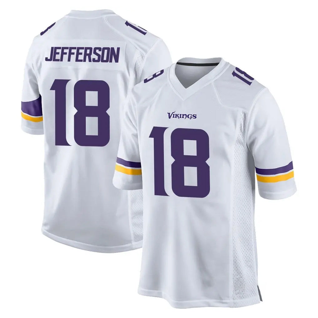 Elroe MN.Vikings #18 Justin Jefferson Player White Home Game Stitched Jerseys