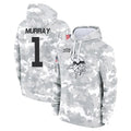 Elroe MN.Vikings #1 Kyler Murray Player Arctic Camo Salute to Service Pullover Hoodies Limited Game Stitched Jerseys