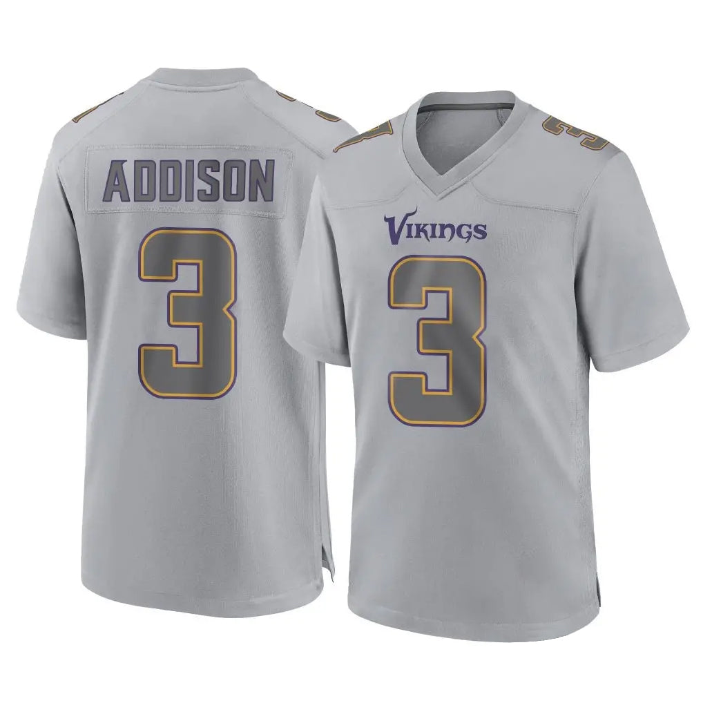 Elroe MN.Vikings #3 Jordan Addison Player Gray Atmosphere Fashion Home Game Stitched Jerseys