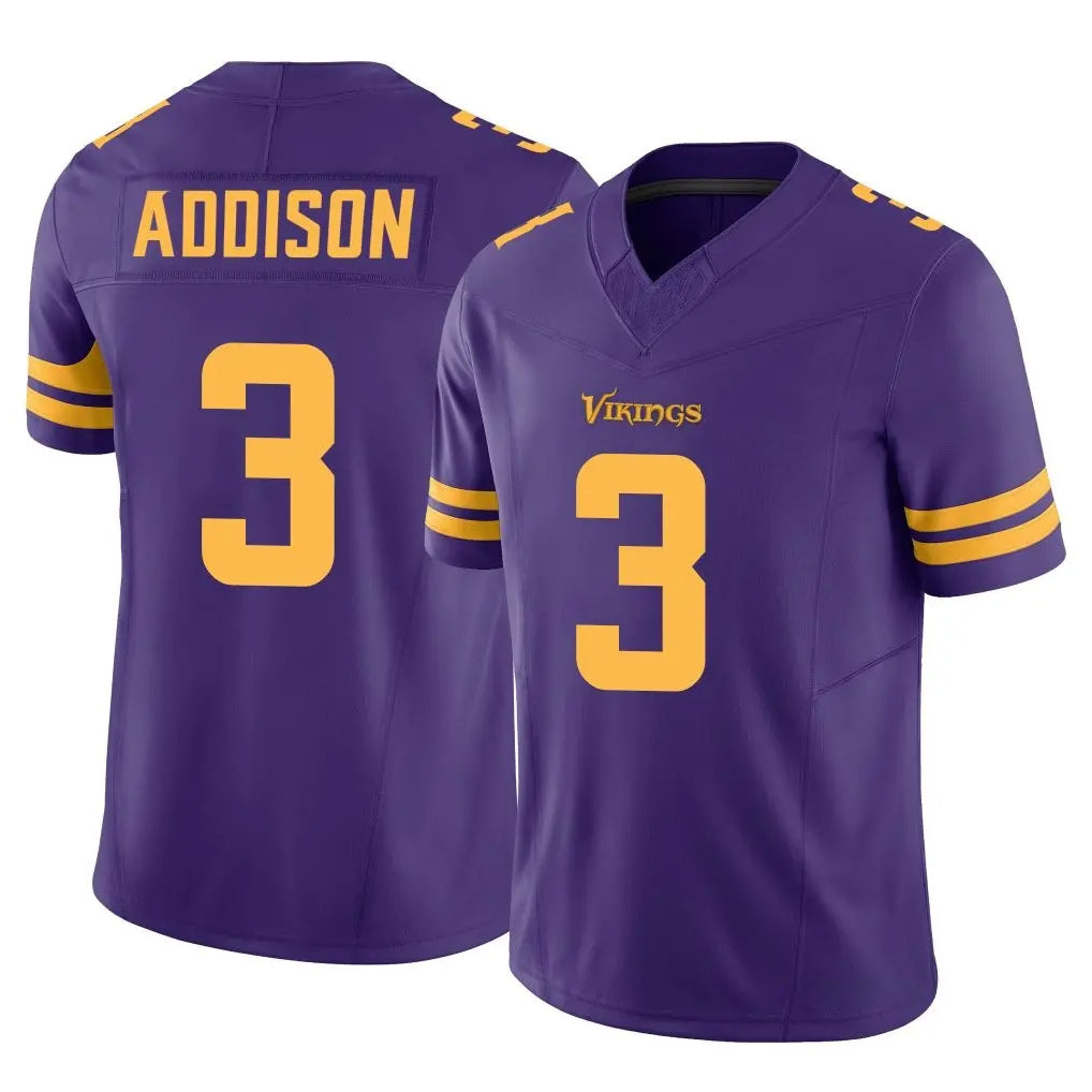 Elroe MN.Vikings #3 Jordan Addison Player Purple Limited Alternate Vapor F.U.S.E. Home Game Stitched Jerseys