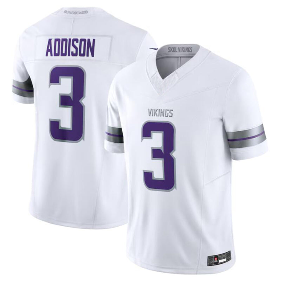 Elroe MN.Vikings #3 Jordan Addison White Alternate Vapor F.U.S.E. Limited American Stitched Jerseys