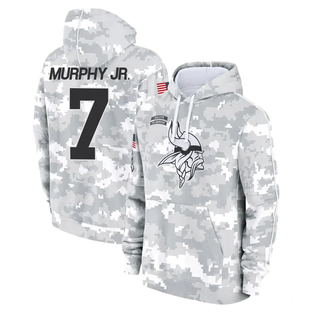 Elroe MN.Vikings #7 Byron Murphy Jr. Player Arctic Camo Salute to Service Pullover Hoodies Limited Game Stitched Jerseys