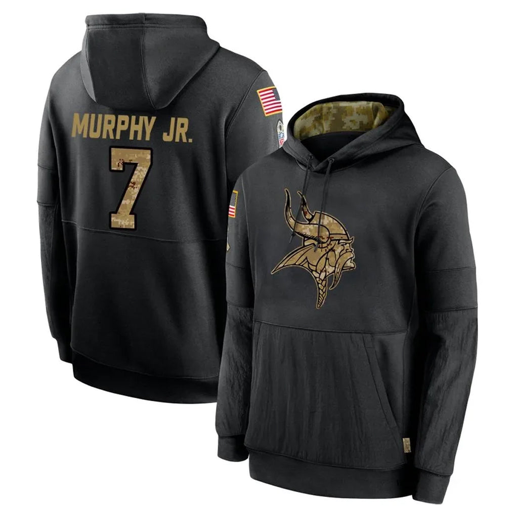 Elroe MN.Vikings #7 Byron Murphy Jr. Player Black Salute to Service Hoodies Limited Game Stitched Jerseys