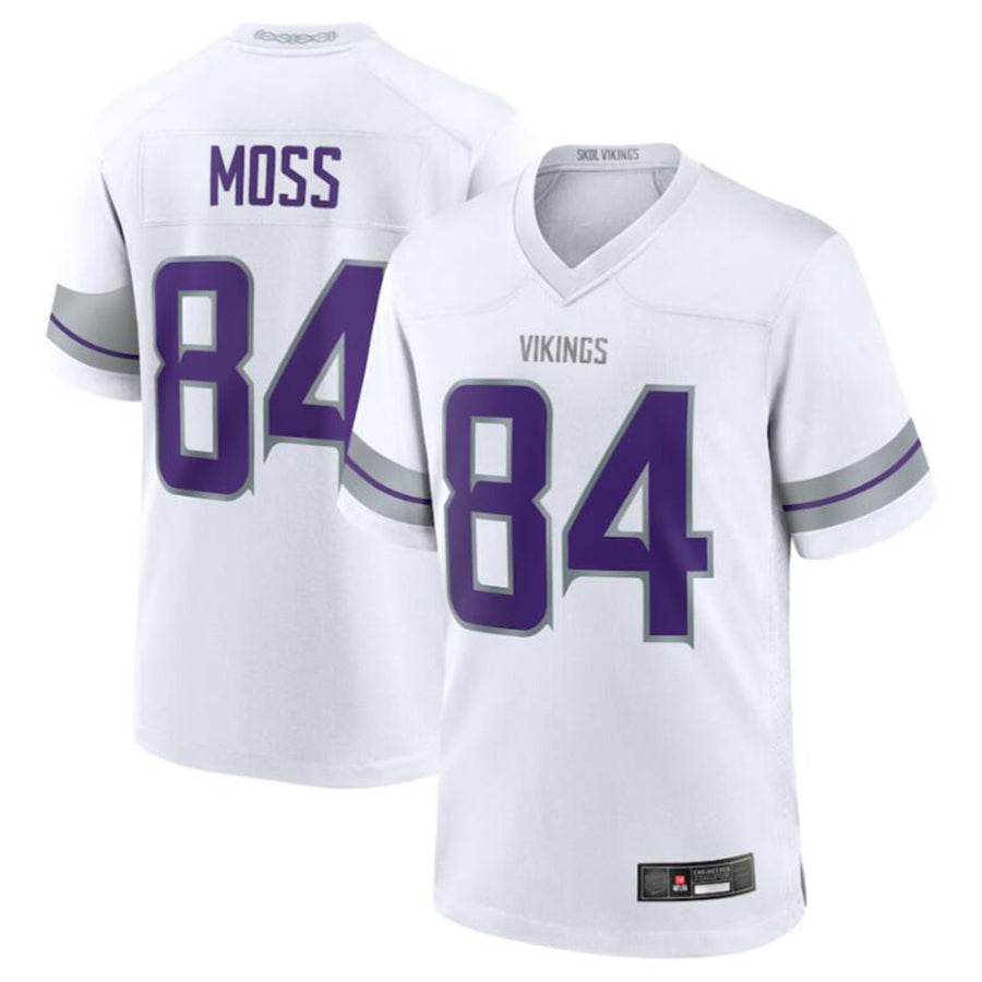Elroe MN.Vikings #84 Randy Moss White Alternate Retired Player Game American Stitched Jerseys