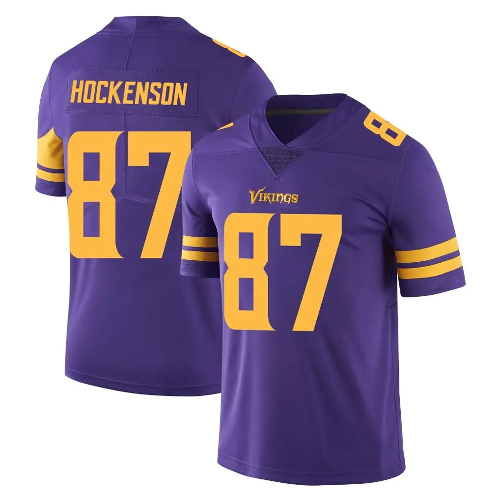 Elroe MN.Vikings #87 T.J. Hockenson Player Purple Limited Color Rush Home Game Stitched Jerseys
