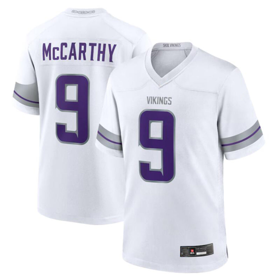 Elroe MN.Vikings #9 J.J. McCarthy White Alternate Game Player American Stitched Jerseys