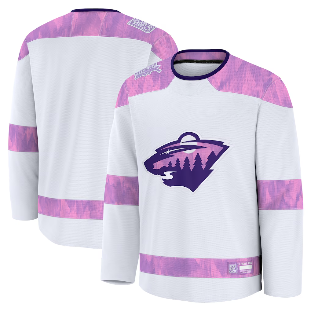 Elroe M.Wild White 2024 Hockey Fights Cancer Practice Jerseys