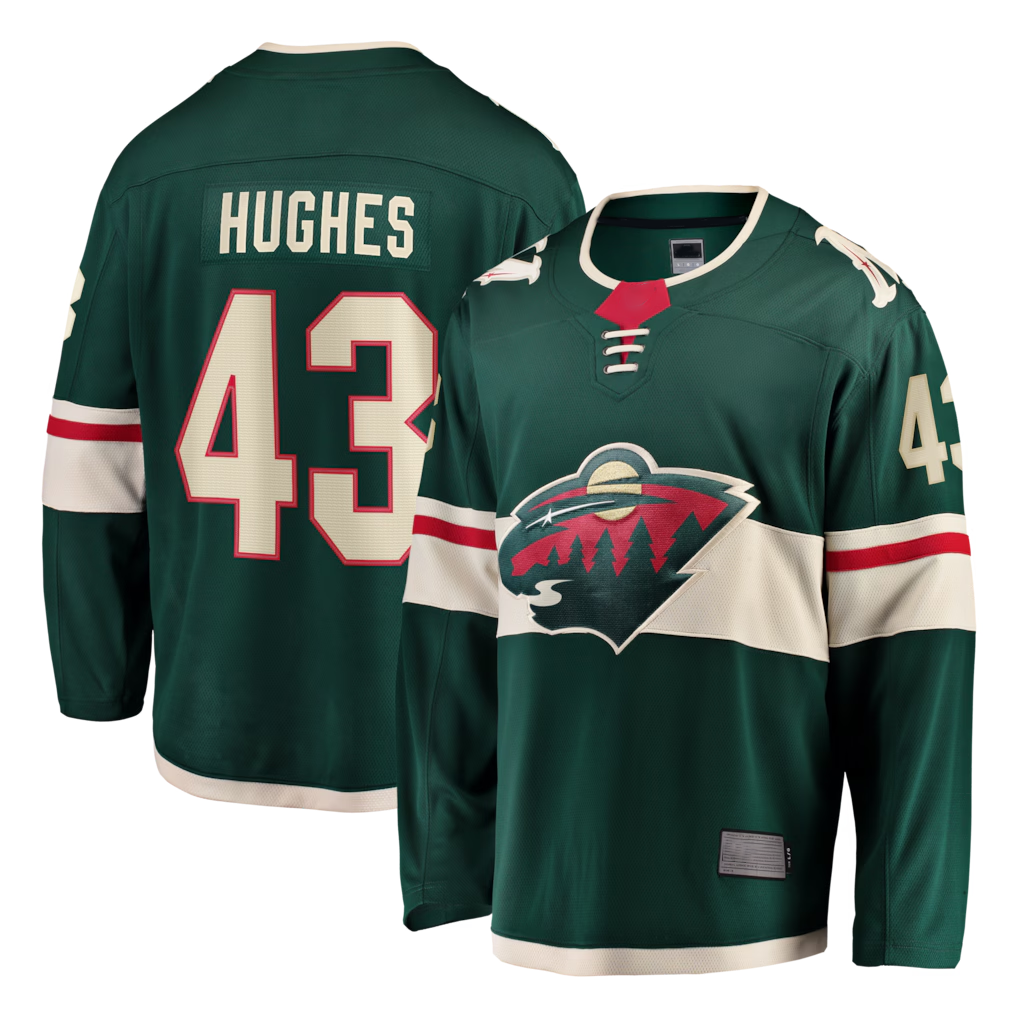 Elroe M.Wild #43 Quinn Hughes Green Home Breakaway Jerseys
