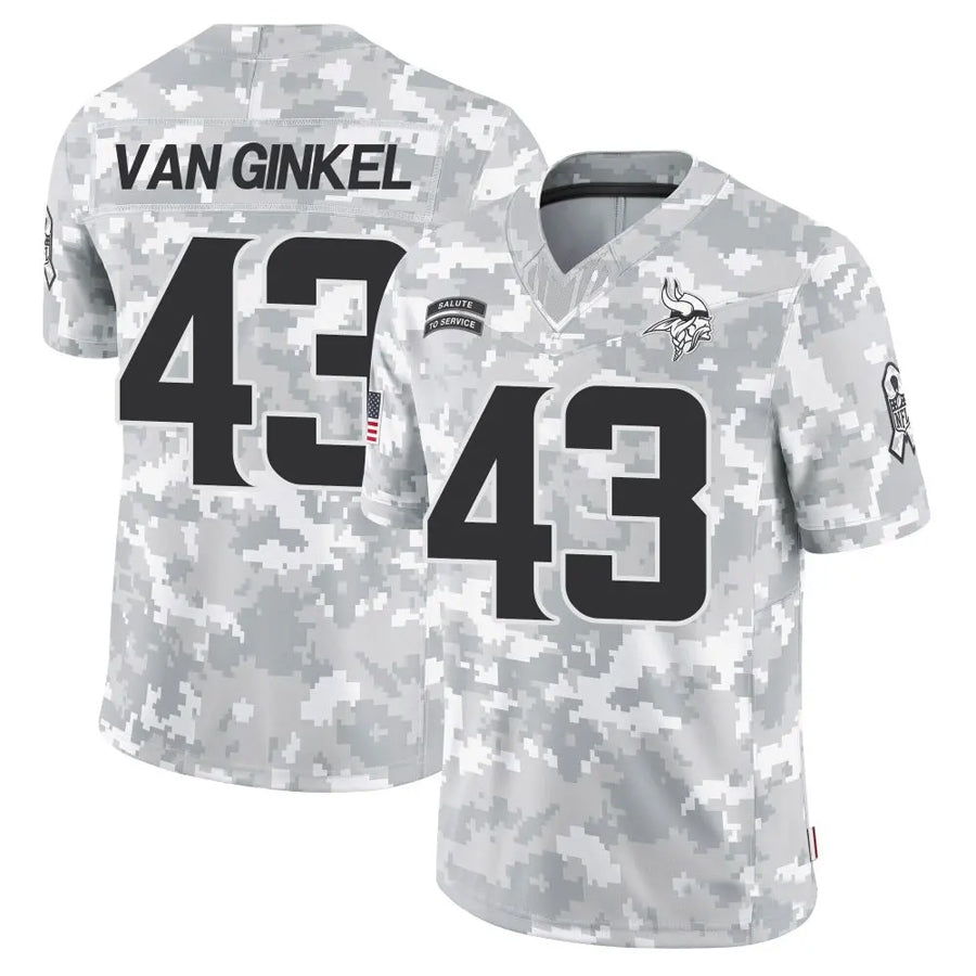 ElroeMN.Vikings #43 Andrew Van Ginkel Player Arctic Camo Salute to Service Limited Stitched Jerseys