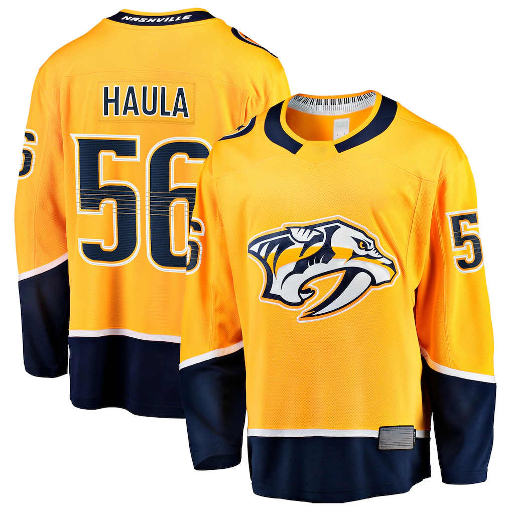Elroe N.Predators #56 Erik Haula Gold Home Breakaway Jerseys