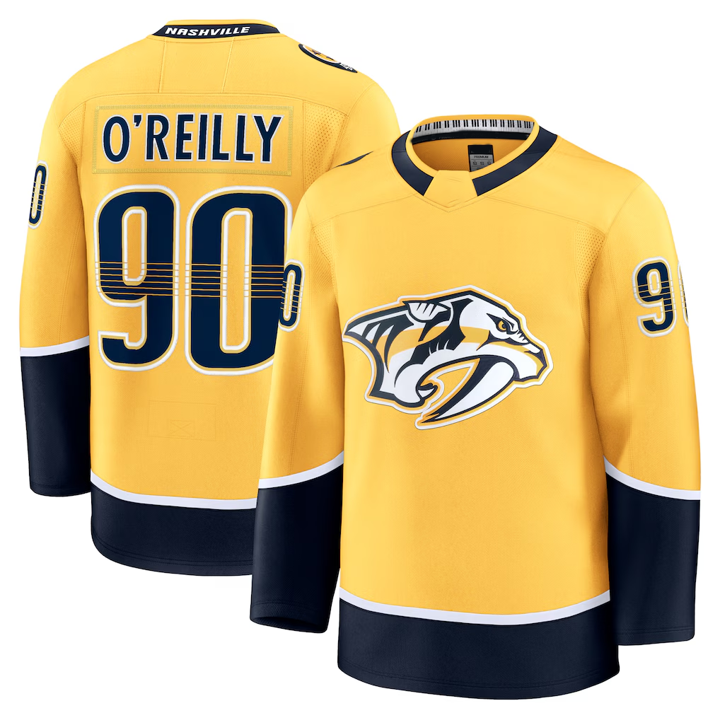 Elroe N.Predators #90 Ryan O'Reilly Yellow Home Premium Jerseys