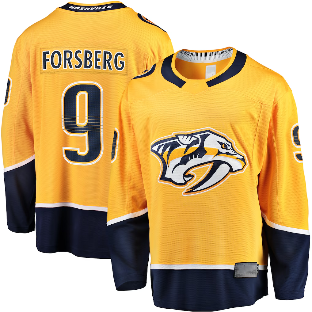 Elroe N.Predators #9 Filip Forsberg Gold Home Breakaway Jerseys
