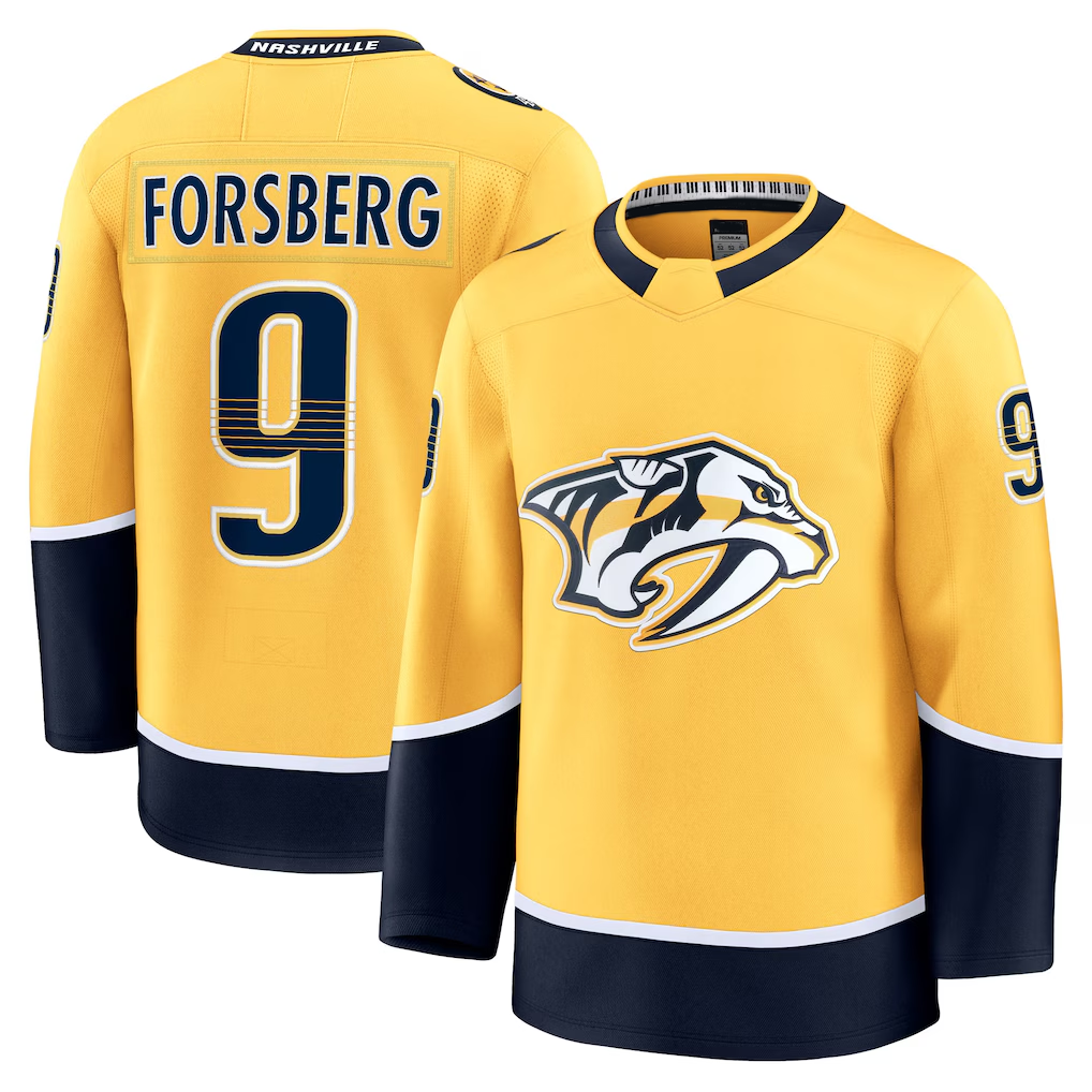 Elroe N.Predators #9 Filip Forsberg Gold Home Premium Jerseys