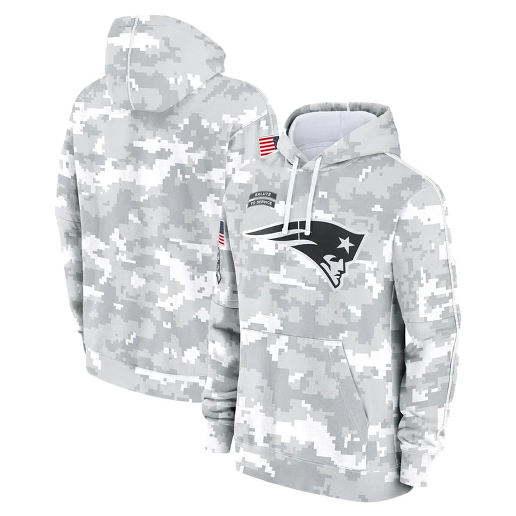 Elroe NE.Patriots Arctic Camo Salute to Service Pullover Hoodies Limited Game Blank Player Stitched Jerseys