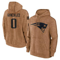 Elroe NE.Patriots #0 Christian Gonzalez Player Brown Salute to Service Pullover Hoodies Limited Game Stitched Jerseys