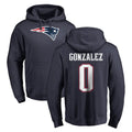Elroe NE.Patriots #0 Christian Gonzalez Player Navy LOGO Pullover Hoodies Home Game Stitched Jerseys