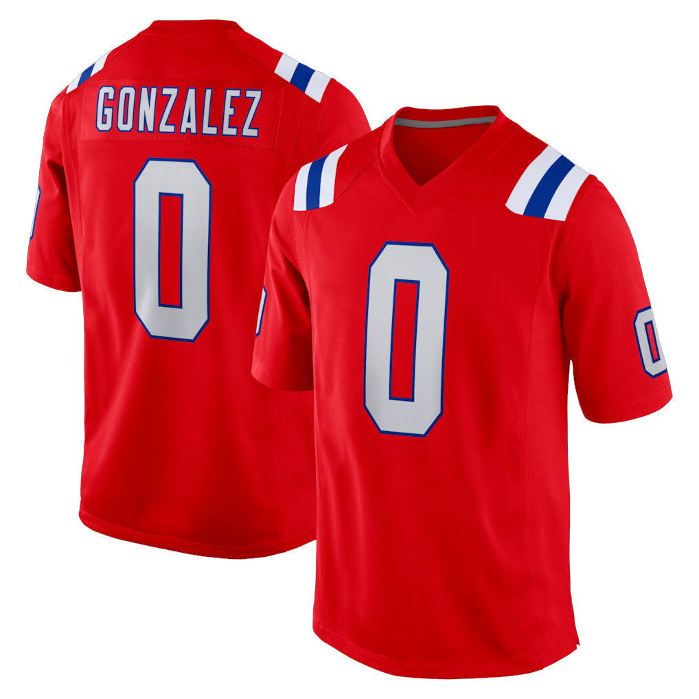 Elroe NE.Patriots #0 Christian Gonzalez Player Red Home Game Stitched Jerseys