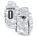 Elroe NE.Patriots #0 Christian Gonzalez Player Salute to Service Hoodies Stitched Jerseys