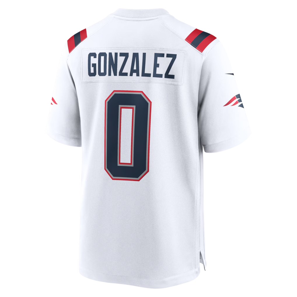 Elroe NE.Patriots #0 Christian Gonzalez White Game Stitched Jerseys