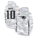 Elroe NE.Patriots #10 Drake Maye Player Arctic Camo Salute to Service Pullover Hoodies Limited Game Stitched Jerseys