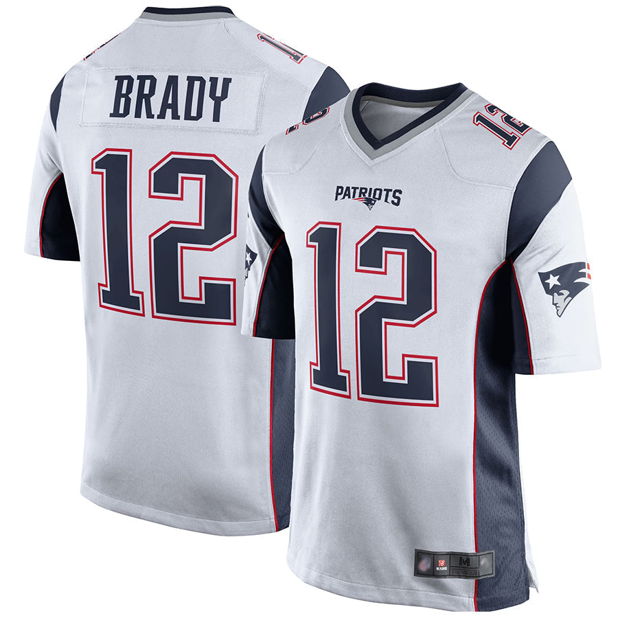 Elroe NE.Patriots #12 Tom Brady Player White Home Game Stitched Jerseys