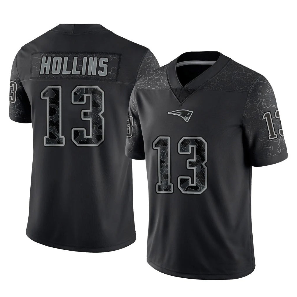 Elroe NE.Patriots #13 Mack Hollins Player Black Reflective LImited Home Game Stitched Jerseys