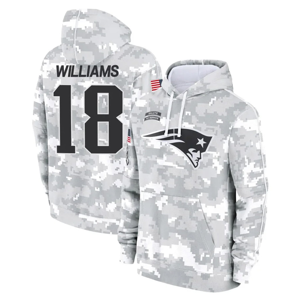 Elroe NE.Patriots #18 Kyle Williams Player Arctic Camo Salute to Service Pullover Hoodies Limited Game Stitched Jerseys