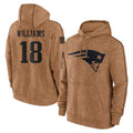 Elroe NE.Patriots #18 Kyle Williams Player Brown Salute to Service Pullover Hoodies Limited Game Stitched Jerseys