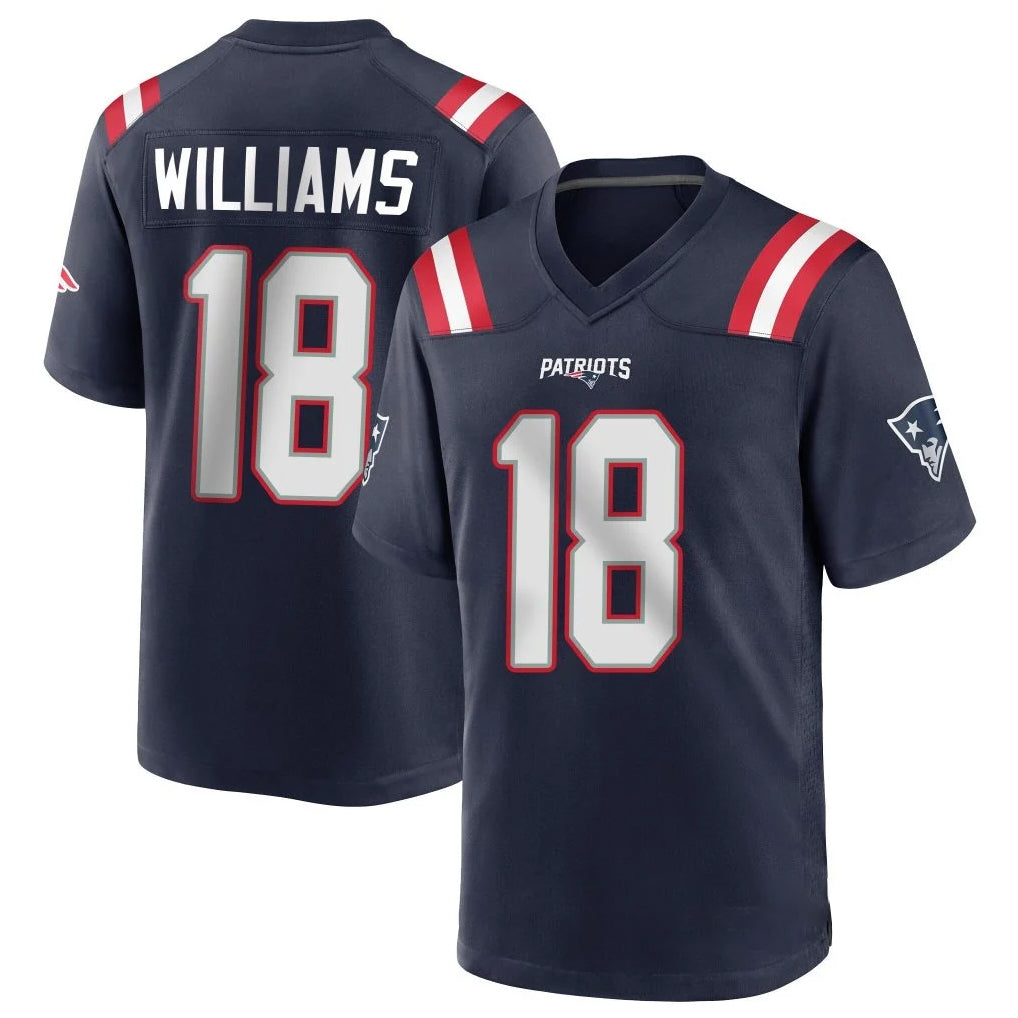 Elroe NE.Patriots #18 Kyle Williams Player Navy Home Game Stitched Jerseys