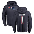 Elroe NE.Patriots #1 A.J. Brown Player Navy LOGO Pullover Hoodies Home Game Stitched Jerseys