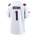 Elroe NE.Patriots #1 A.J. Brown Player White Home Game Stitched Jerseys