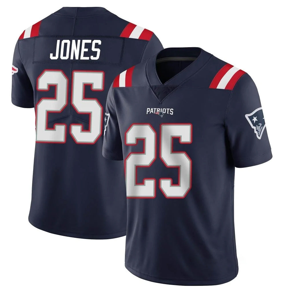 Elroe NE.Patriots #25 Marcus Jones Player Navy Vapor Untouchable Home Game Stitched Jerseys