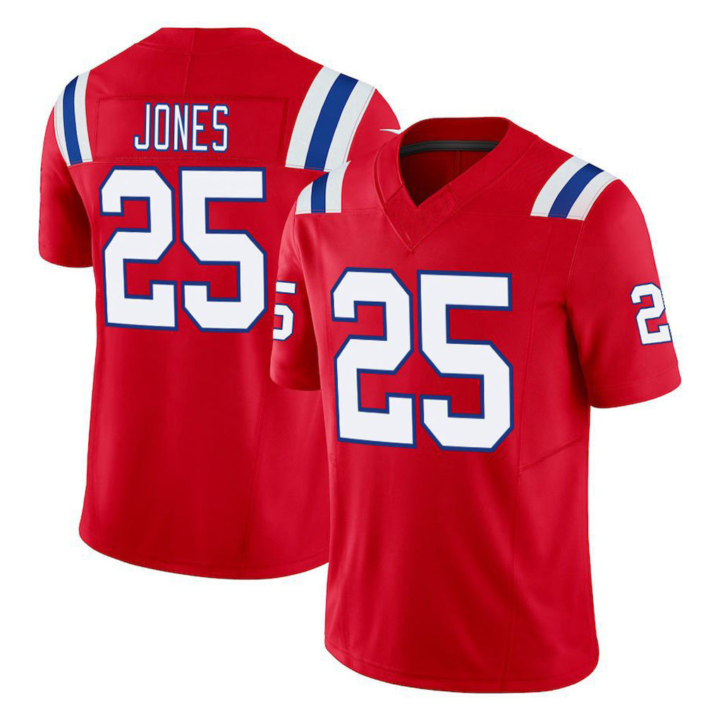 Elroe NE.Patriots #25 Marcus Jones Player Red Limited Vapor F.U.S.E. Home Game Stitched Jerseys