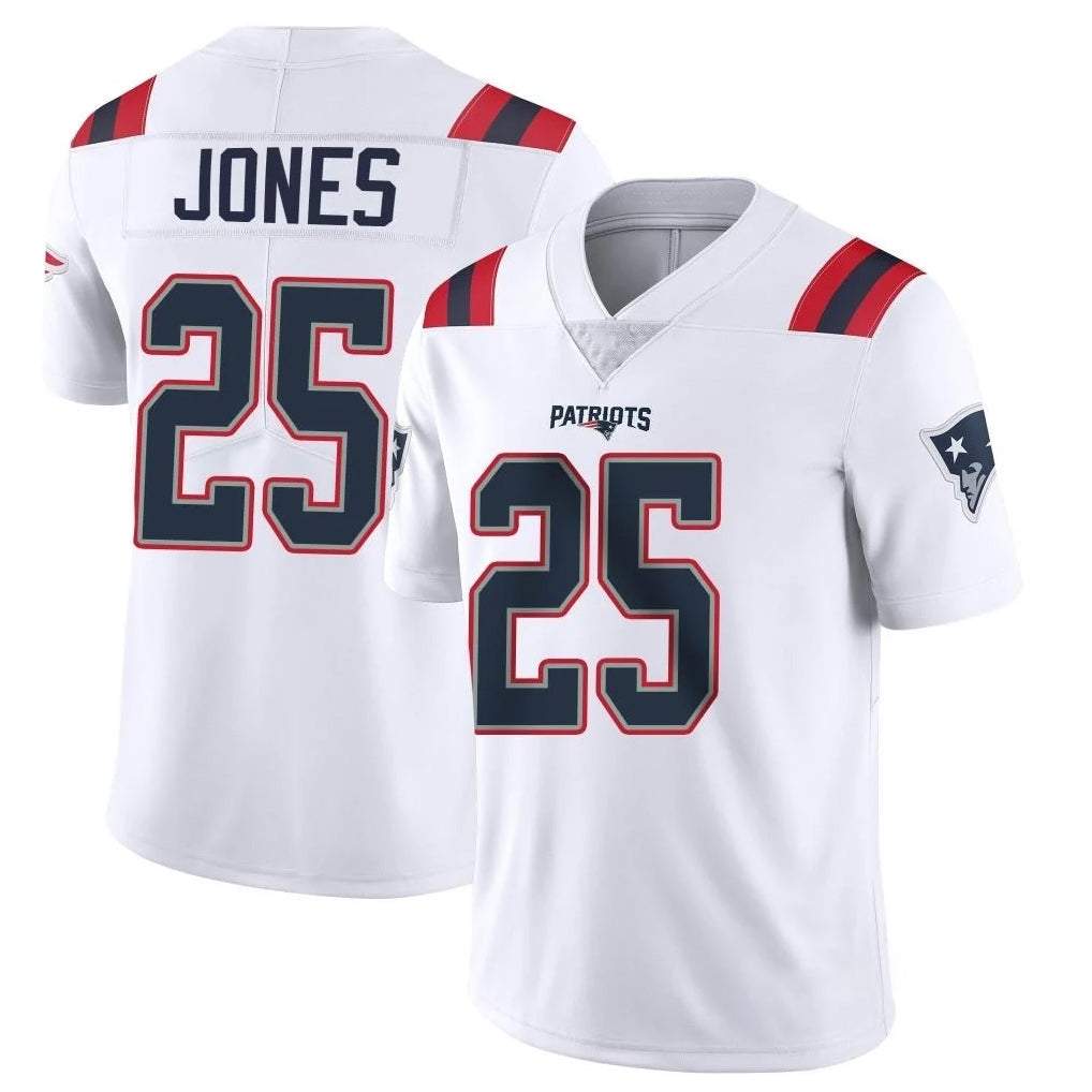 Elroe NE.Patriots #25 Marcus Jones Player White Vapor Untouchable Home Game Stitched Jerseys