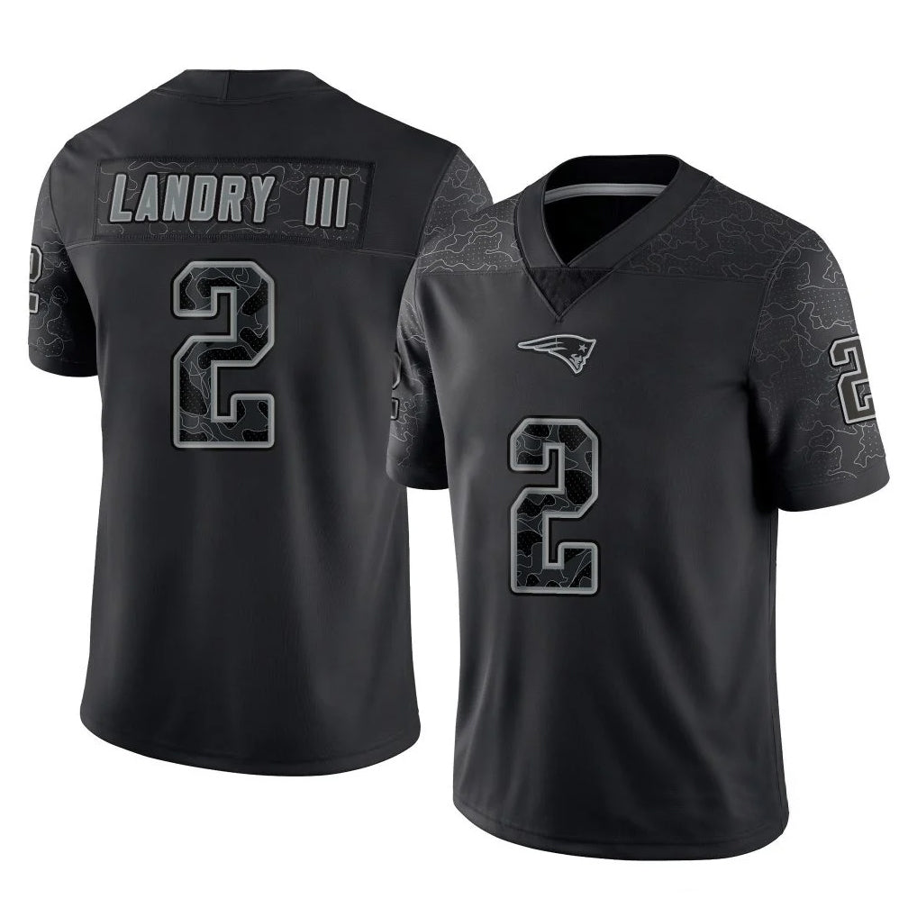Elroe NE.Patriots #2 Harold Landry III Player Black Reflective LImited Home Game Stitched Jerseys