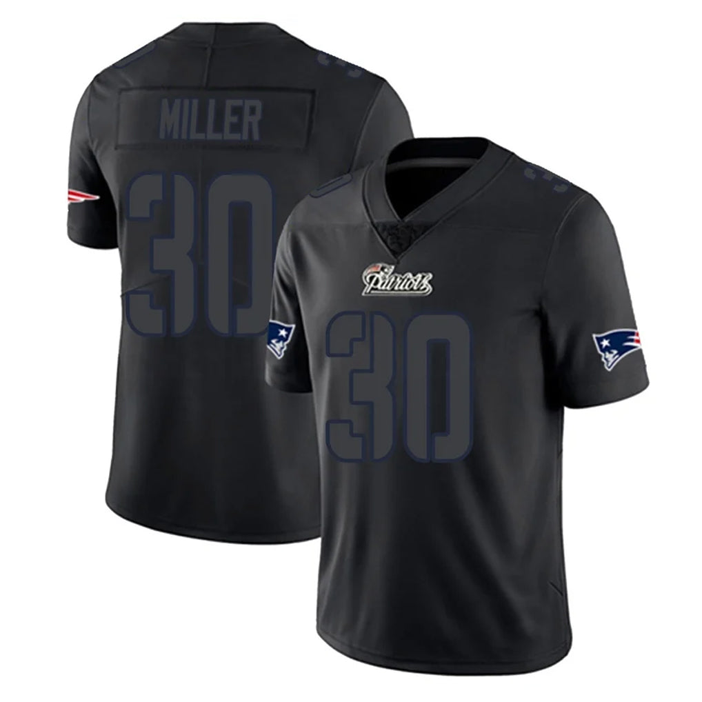 Elroe NE.Patriots #30 Jam Miller Player Black Impact LImited Home Game Stitched Jerseys