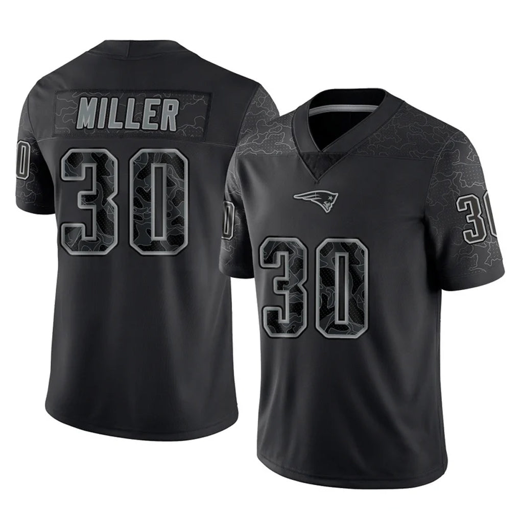 Elroe NE.Patriots #30 Jam Miller Player Black Reflective LImited Home Game Stitched Jerseys