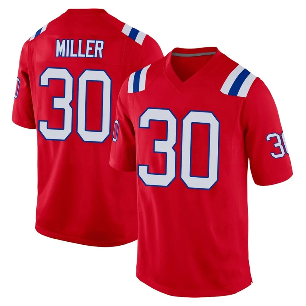 Elroe NE.Patriots #30 Jam Miller Player Red Home Game Stitched Jerseys