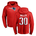 Elroe NE.Patriots #30 Jam Miller Player Red LOGO Pullover Hoodies Home Game Stitched Jerseys