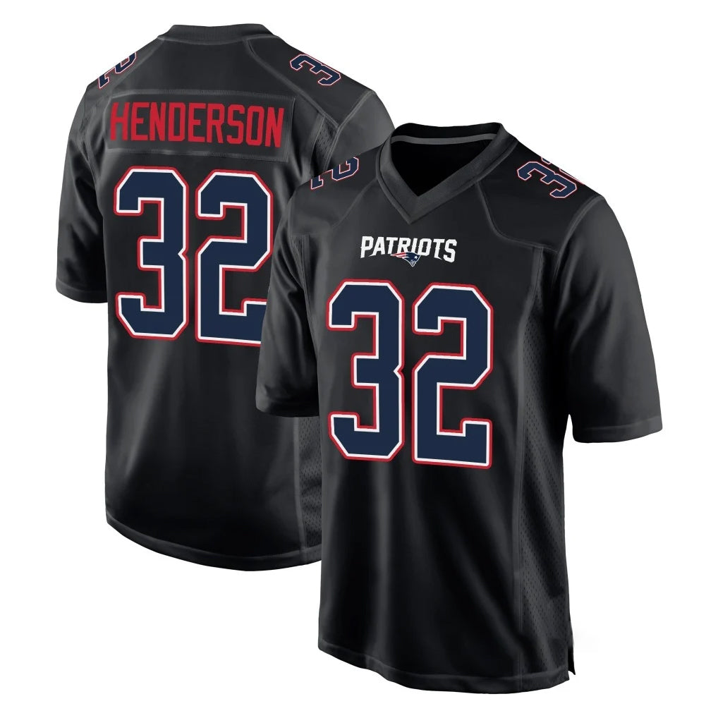 Elroe NE.Patriots #32 TreVeyon Henderson Player Carbon Fashion Limited Home Game Stitched Jerseys