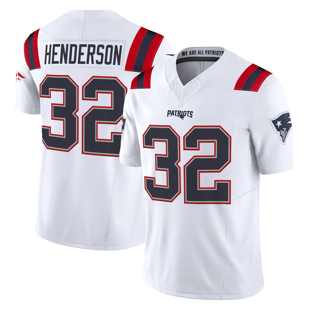 Elroe NE.Patriots #32 TreVeyon Henderson Player White Limited Vapor F.U.S.E. Home Game Stitched Jerseys
