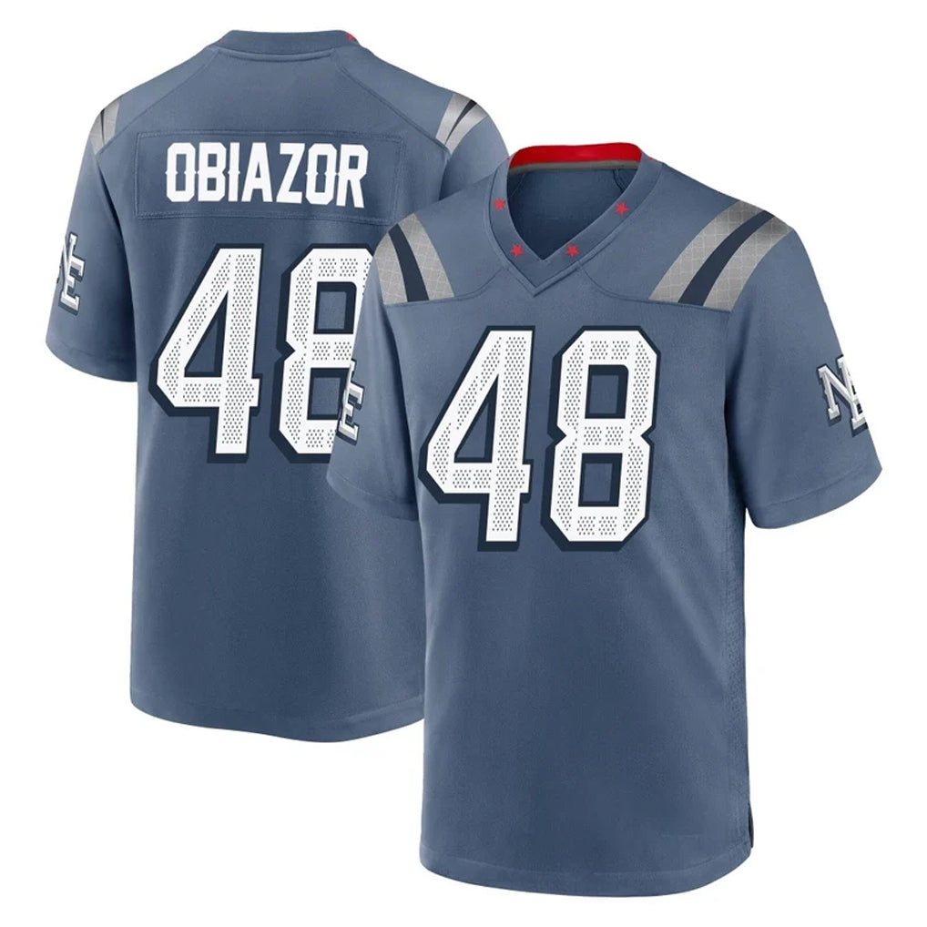 Elroe NE.Patriots #48 Namdi Obiazor Player Blue Rivalries Collection Home Game Stitched Jerseys