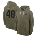 Elroe NE.Patriots #48 Namdi Obiazor Player Olive Salute to Service Pullover Hoodies Limited Stitched Jerseys