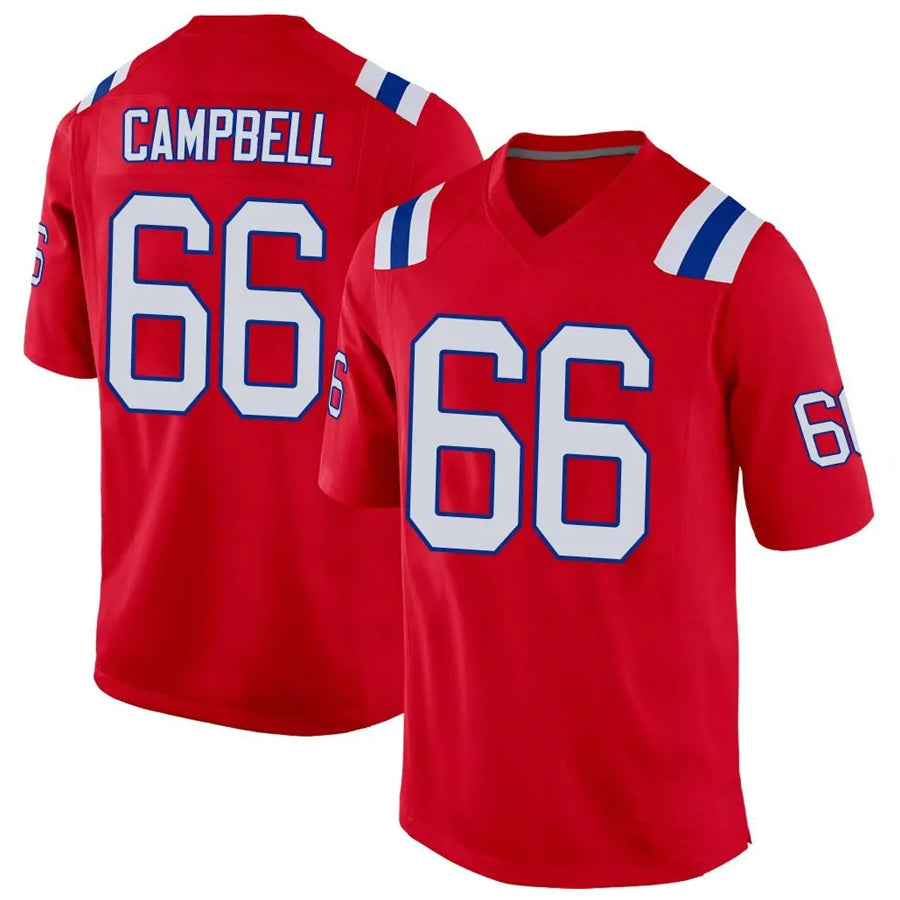 Elroe NE.Patriots #66 Will Campbell Player Red Home Game Stitched Jerseys