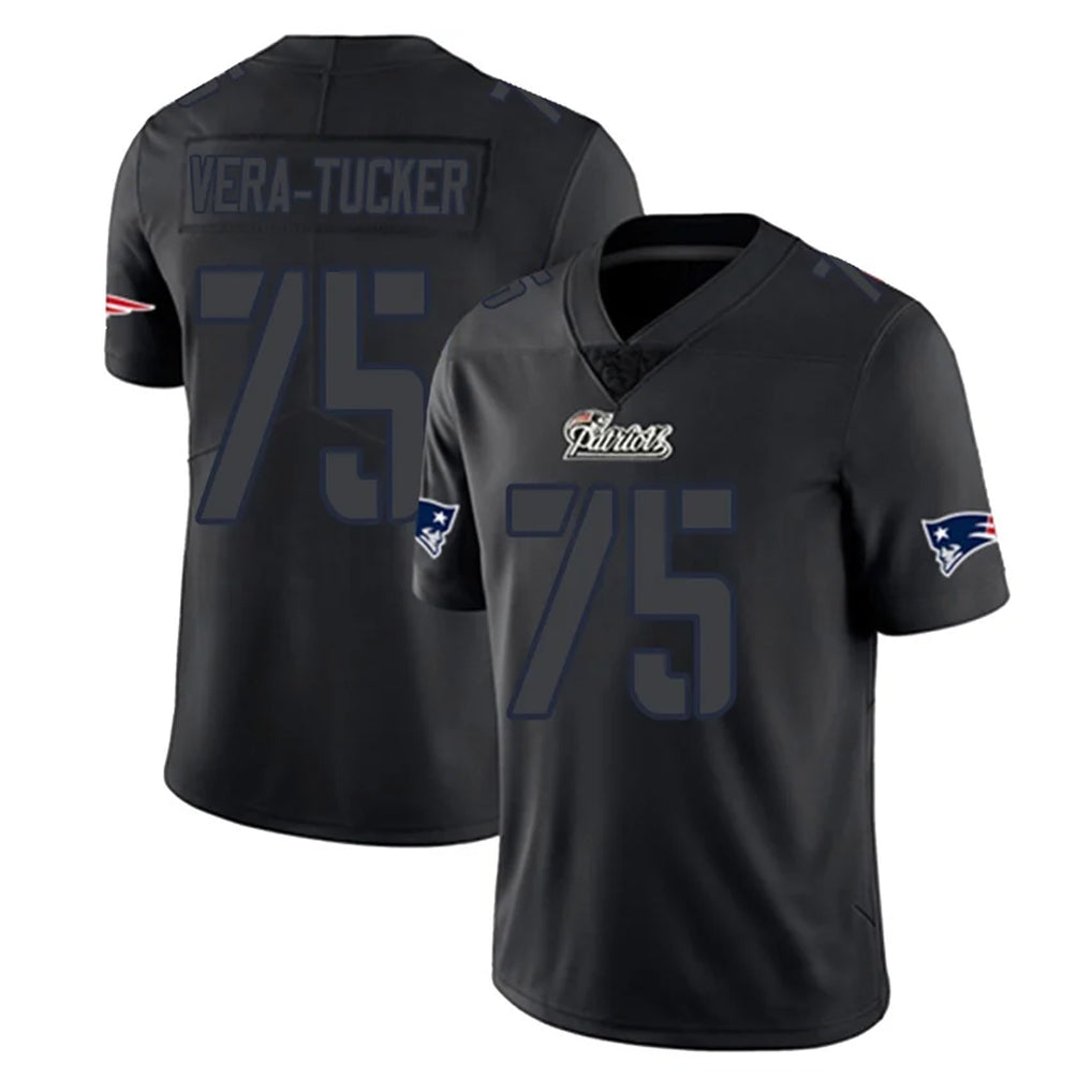 Elroe NE.Patriots #75 Alijah Vera-Tucker Player Black Impact LImited Home Game Stitched Jerseys