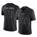 Elroe NE.Patriots #75 Alijah Vera-Tucker Player Black Reflective LImited Home Game Stitched Jerseys