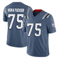 Elroe NE.Patriots #75 Alijah Vera-Tucker Player Blue Limited Rivalries Collection Home Game Stitched Jerseys